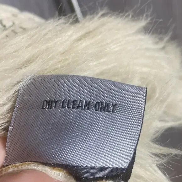 Vintage Rave Y2K Faux Suede and Shearling Embroidered Embellished Cream Vest XL - Picture 7 of 7